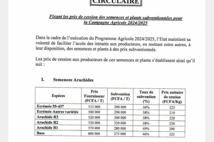 Subvention Prix des Semences – Campagne 2024