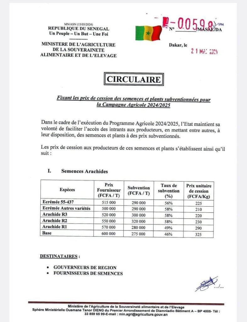 Subvention Prix des Semences – Campagne 2024